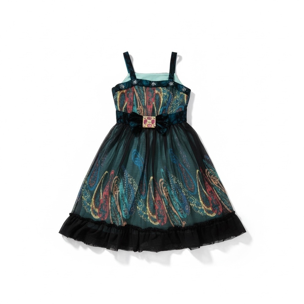 Bohemian LOYA vintage fairy teal Multicolor babydoll a line  Dress size M